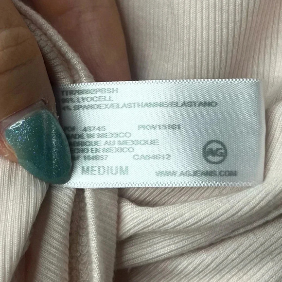 AG ADRIANO GOLDSCHMIED Jaxon Ribbed Blush Pink Basic Layering Tank Top - Picture 10 of 13